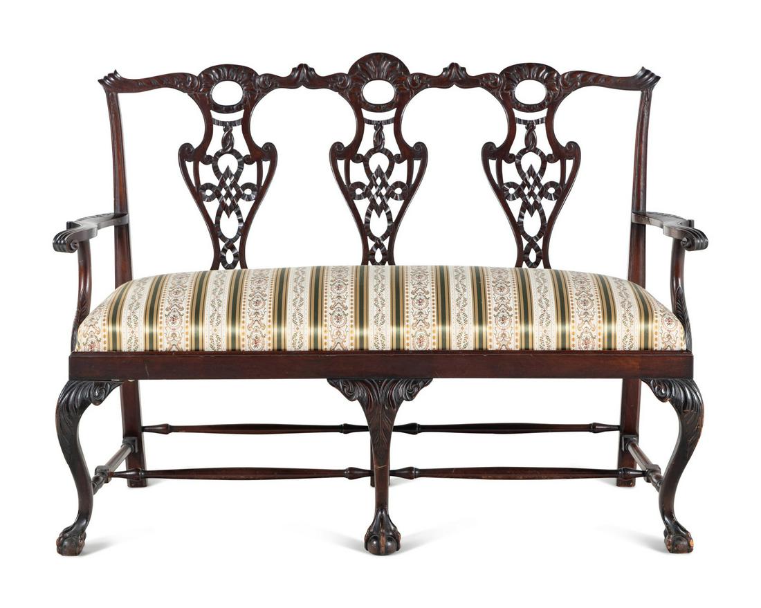 A George III Style Carved Mahogany Settee (1 of 5)