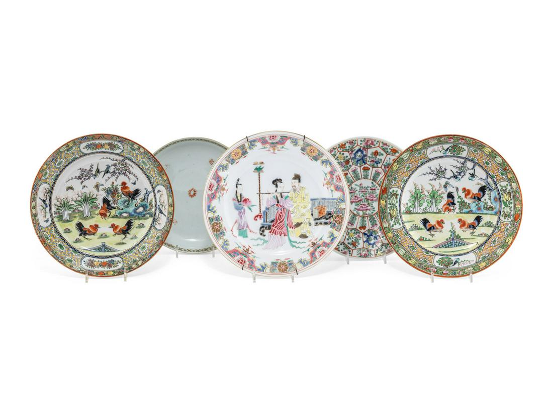 Five Chinese Export Famille Rose Porcelain Plates (1 of 4)