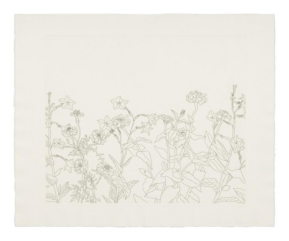 Ed Baynard (American, 1940-2016) Untitled from Flowers Suite, 1979: Ed Baynard (American, 1940-2016) Untitled from Flowers Suite, 1979 etching signed, dated and numbered 5/24 in pencil 14 3/4 x 17 3/4 inches. This lot is located in Chicago. Property f