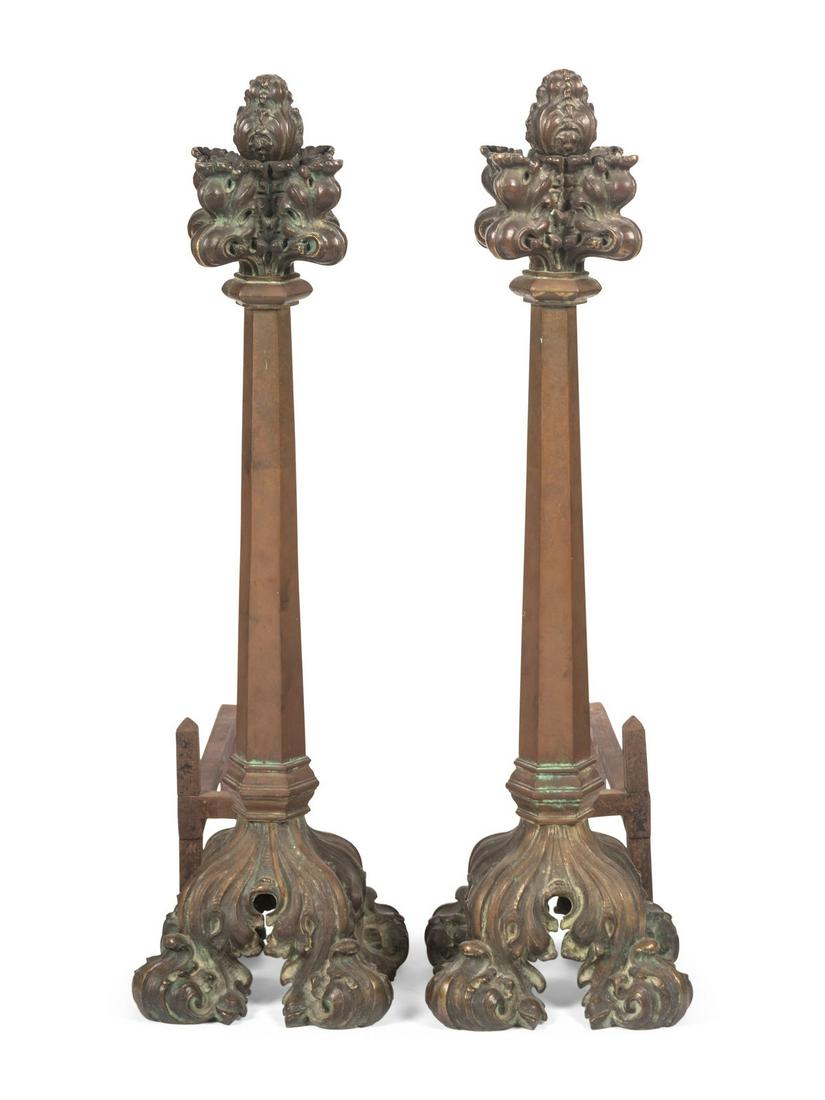 A Pair of Gothic Style Bronze Andirons (1 of 3)