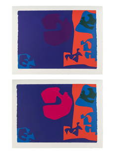 Patrick Heron (British, 1920-1999) 17 and 18 (from January 1973), 1973: Patrick Heron (British, 1920-1999) 17 and 18 (from January 1973), 1973 screenprints each signed, dated, and numbered out of 72 in pencil Each: 23 1/4 x 31 3/4 inches. Sold to Benefit the Acquisition F