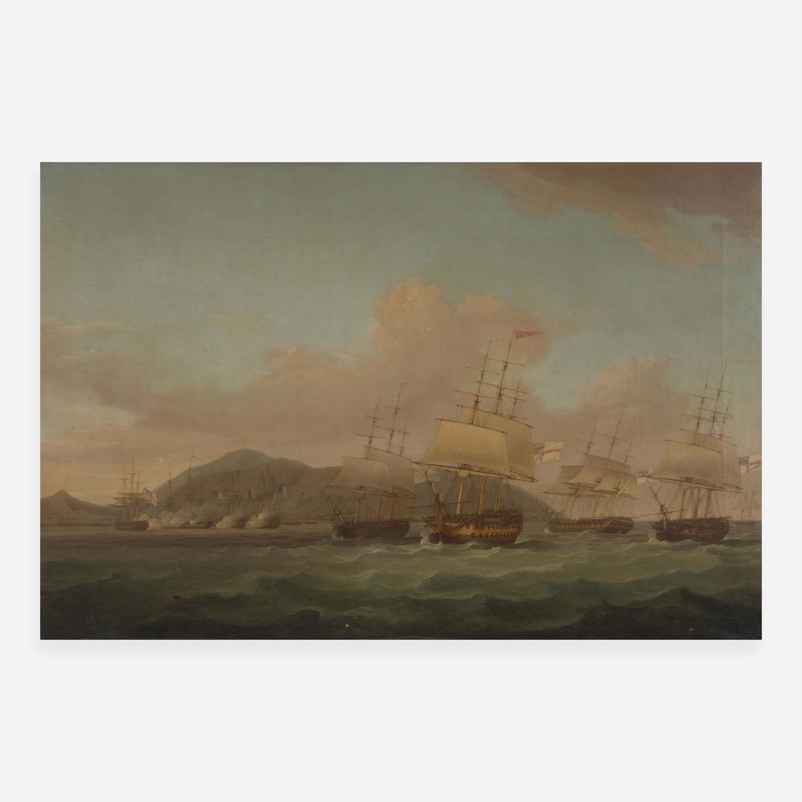 Thomas Whitcombe (British, 1763–1824) Capture of St. Paul, Isle of Reunion or Bourbon by a: Thomas Whitcombe (British, 1763–1824) Capture of St. Paul, Isle of Reunion or Bourbon by a Naval squadron under Commodore Joshua Rowley and the Essex Regiment under Lt. Col Henry S. Keating, 21s