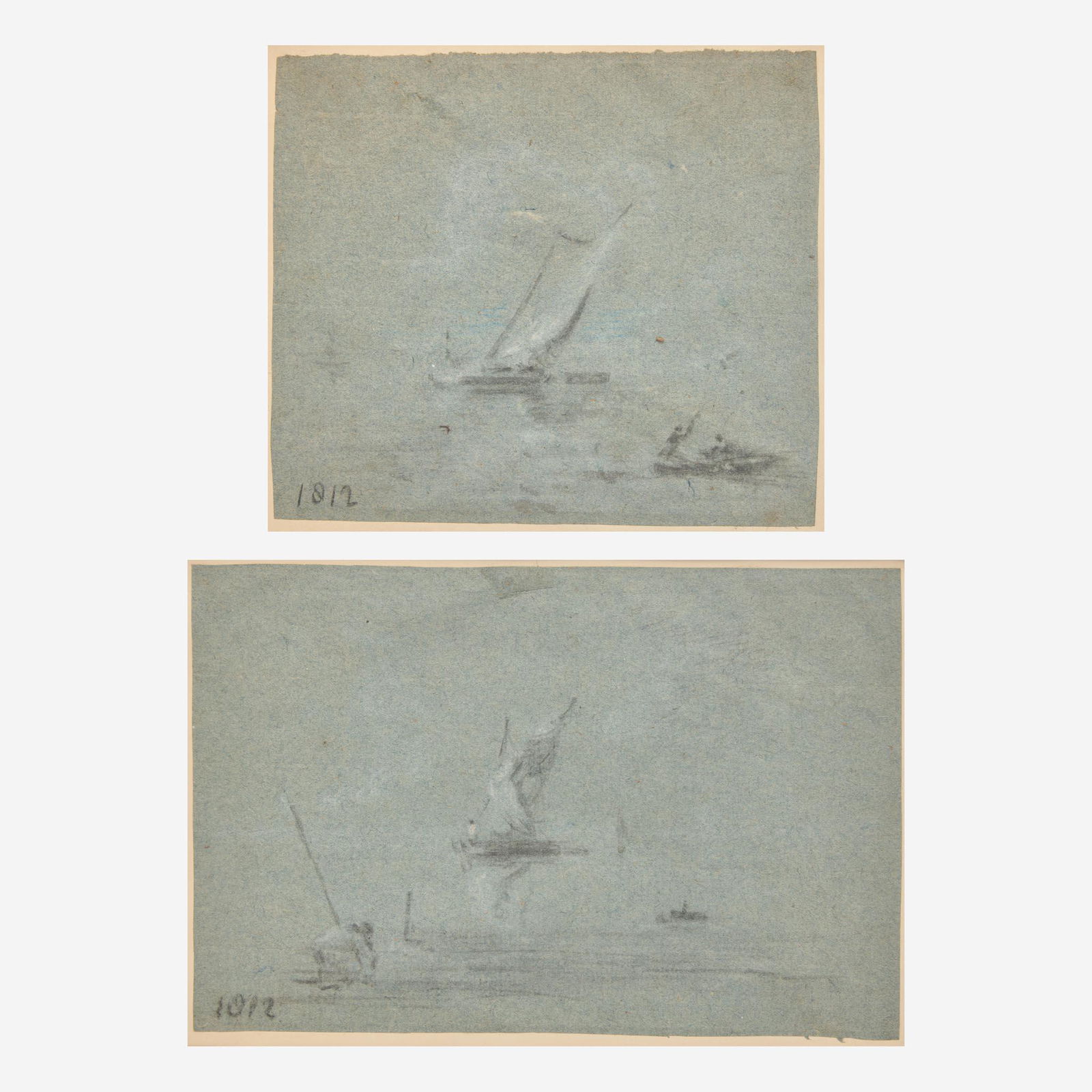 School of John Constable (British, 1776–1837) Sailboats, A Pair (1 of 4)