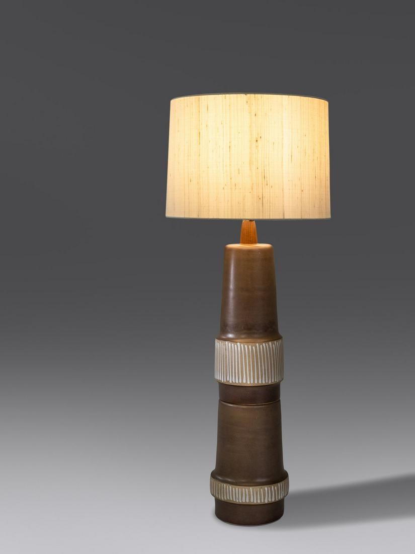 Gordon and Jane Martz (American, 1924-2015 | 1929-2007) Table Lamp Marshall Studios, USA: Gordon and Jane Martz (American, 1924-2015 | 1929-2007) Table Lamp Marshall Studios, USA glazed stoneware, walnut H 32 1/2 x Diameter 8 inches.
