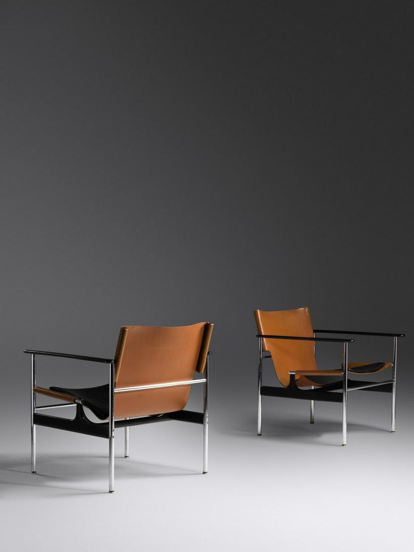 Charles Pollock (American, 1930-2013) Pair of Sling Chairs, model 657  Knoll International, USA (1 of 2)