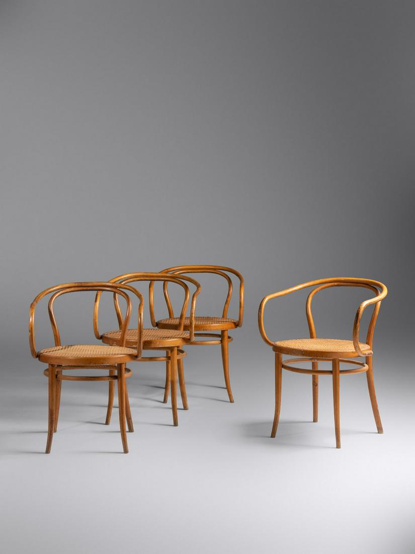 After Josef Hoffmann Mid 20th Century Set of Four Arm Chairs, model B-9, c. 1960 Thonet / Stendig, (1 of 1)