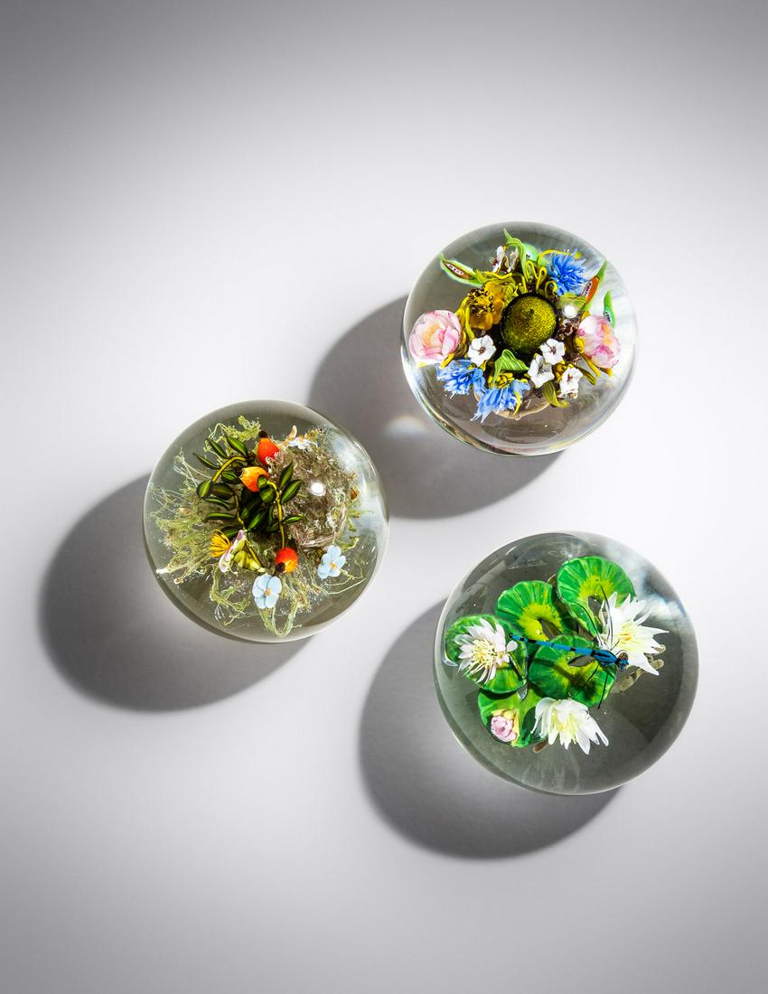 Paul Stankard (american, B. 1943) Collection Of Three Root People