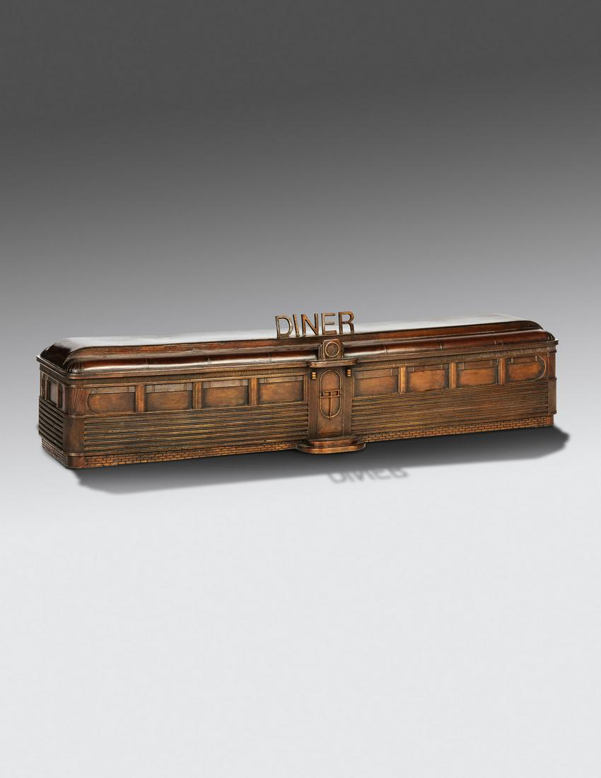 John Baeder (American, b. 1938) Bronze Diner, 1979: John Baeder (American, b. 1938) Bronze Diner, 1979 bronze incised Bader, dated and numbered 3/9 5 x 5 x 26 inches. Provenance: The Artist Private Collection, purchased directly from the Artist Private