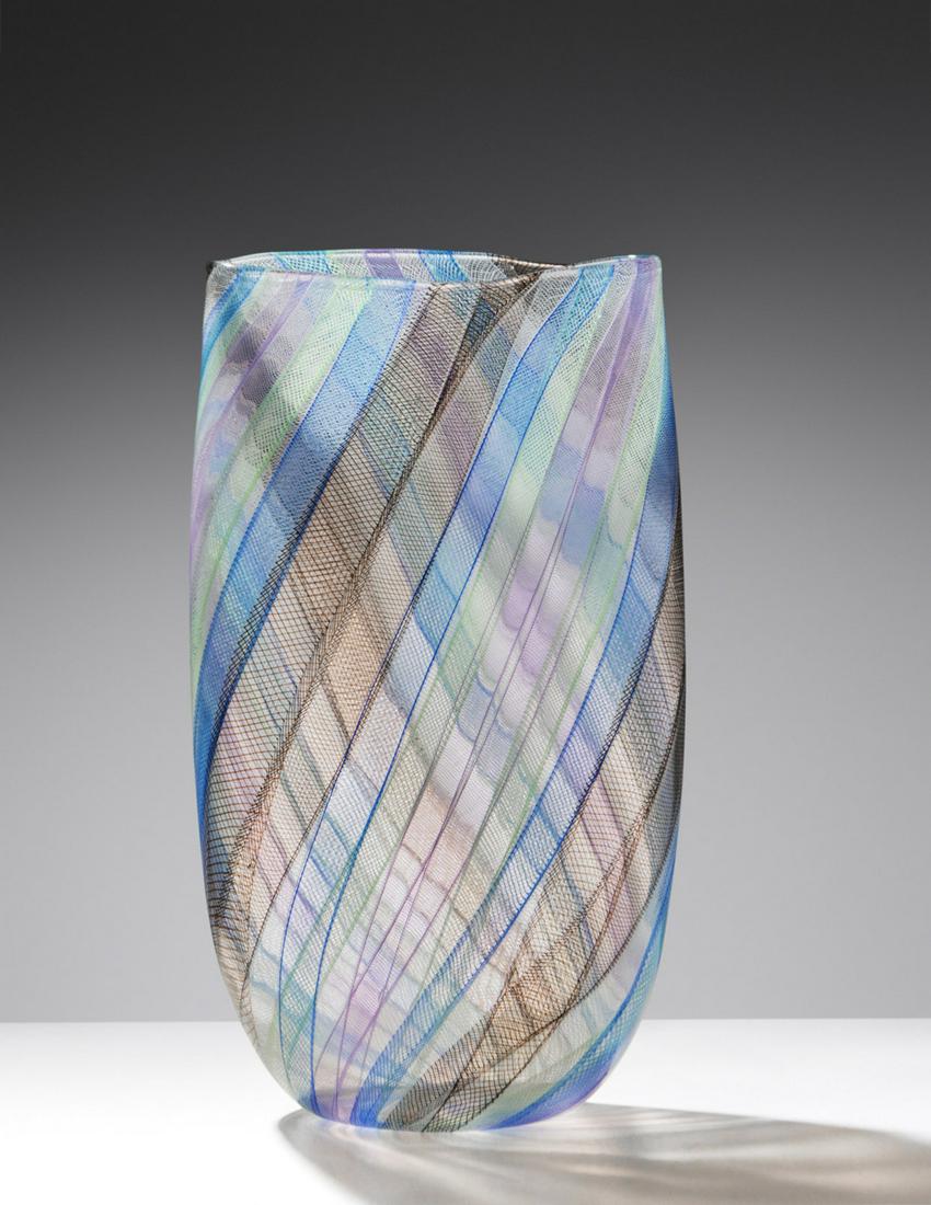 Lino Tagliapietra (Italian, b. 1934) Cane Striped Vase, c. 1994 (1 of 2)
