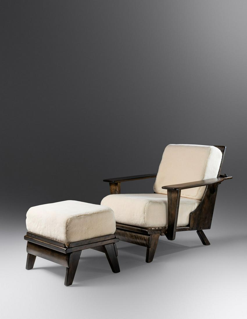 Herman DeVries Mid 20th Century Lounge Chair and Ottoman, c. 1960 H.T. Cushman Manufacturing Company (1 of 2)