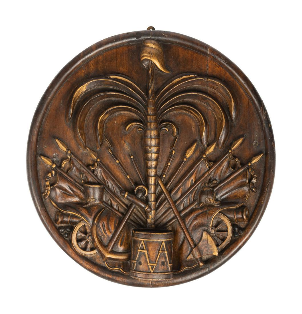 A Carved Wood Armor Trophy Panel (1 of 3)