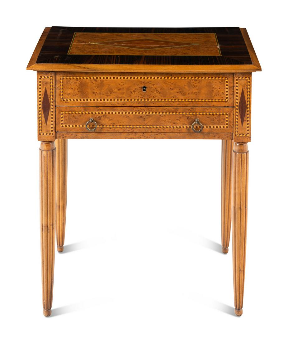 A Continental Burl Walnut, Calamander and Marquetry Side Table (1 of 5)