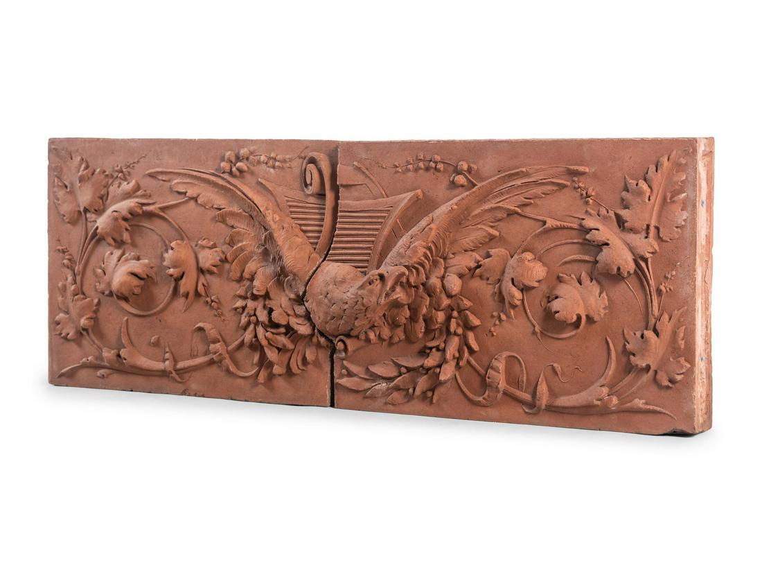 A Terracotta Two-Part Architectural Frieze Panel (1 of 3)