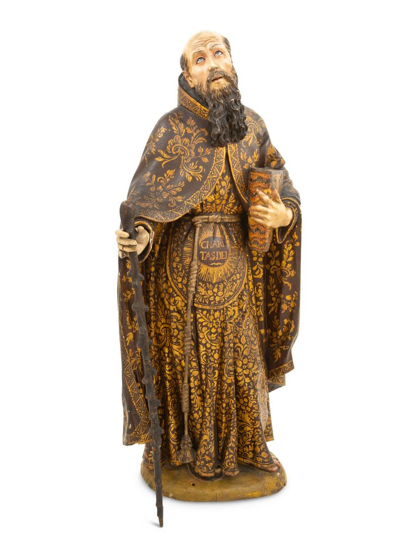 A Spanish Colonial Carved and Polychromed Figure of St. Anthony (1 of 4)