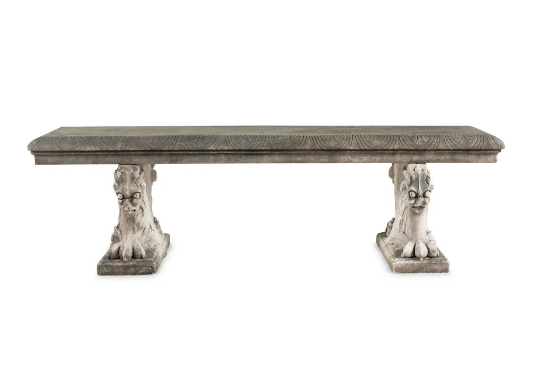 A Continental Carved Marble Bench (1 of 3)
