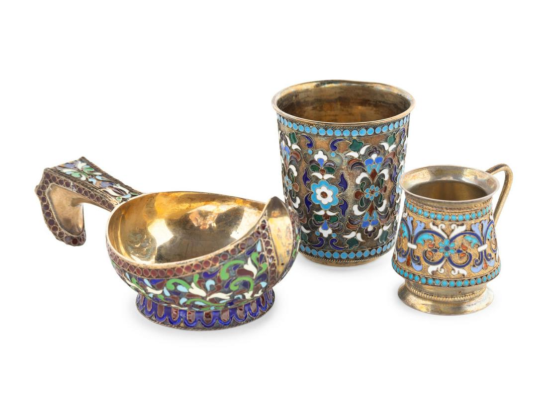 Three Russian Enameled Silver Articles (1 of 3)