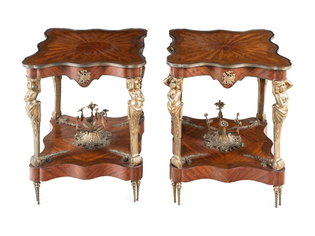 A Pair of Louis XVI Style Gilt Bronze Mounted Tulipwood Side Tables (1 of 4)