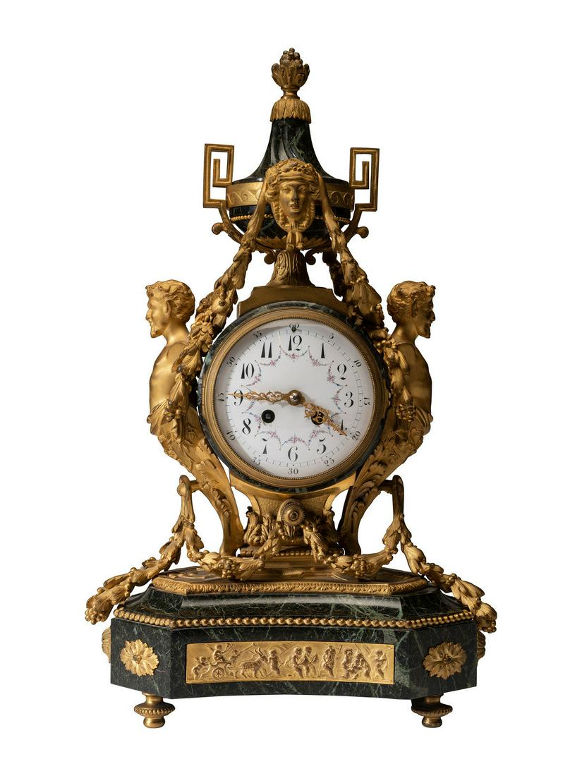 A Napoleon III Gilt Bronze and Marble Clock (1 of 7)