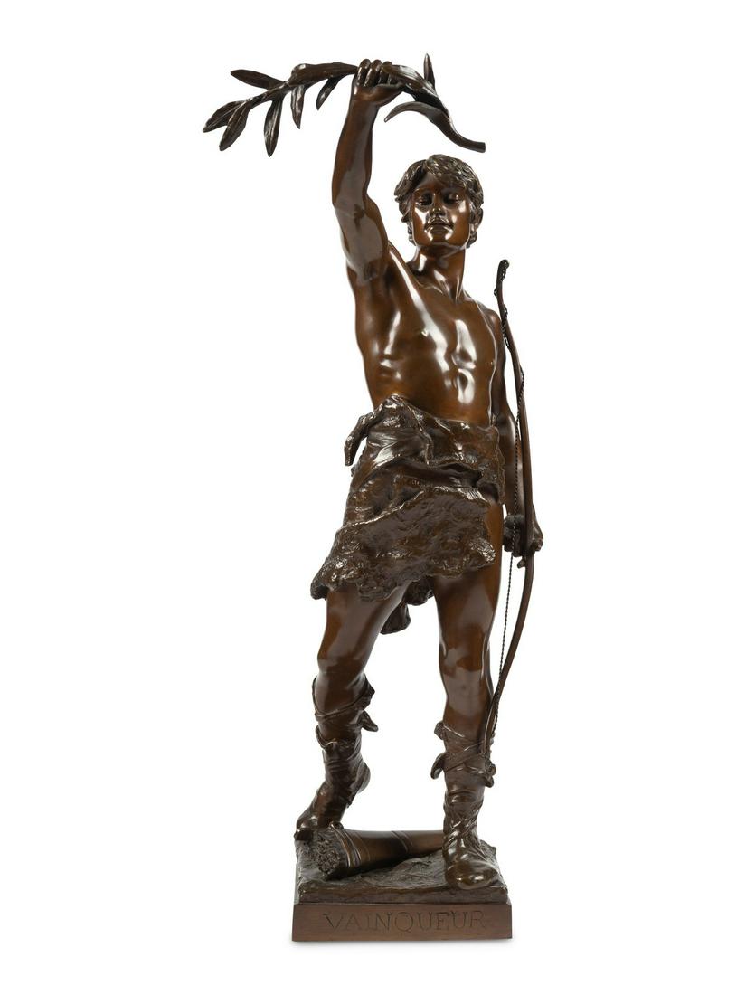 Eugene Marioton (French, 1857-1933): Eugene Marioton (French, 1857-1933) Cast by Siot-Decauville, Paris Vainquer bronze signed, with foundry mark on base Height 27 1/2 inches. This lot is located in Chicago. Property from a Chicago Area