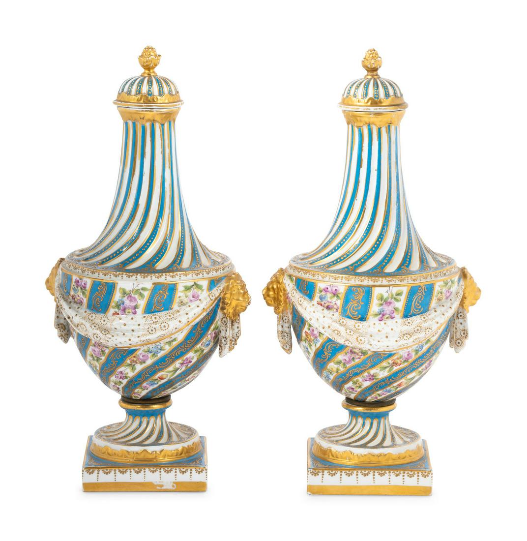 A Pair of Sèvres Style Porcelain Covered Vases (1 of 3)