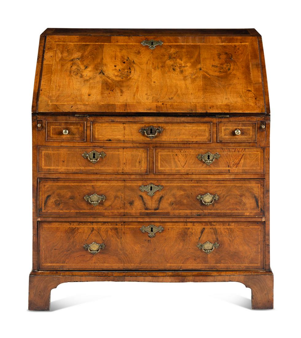 A George II Walnut Slant-Front Bureau (1 of 8)