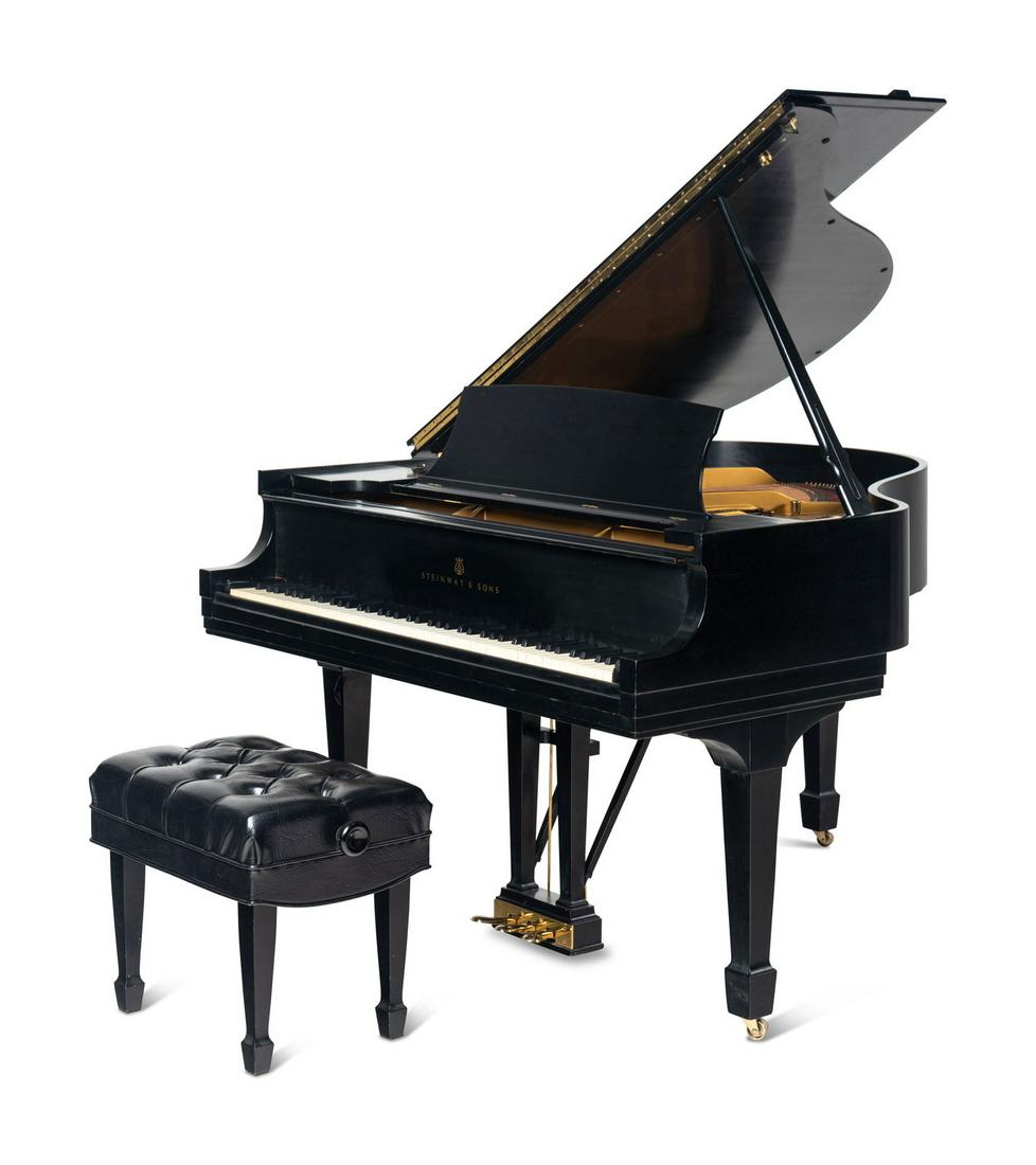 A Steinway and Sons Black Lacquer Baby Grand Piano: A Steinway and Sons Black Lacquer Baby Grand Piano Model S, 1936 serial number 281103. Height 39 x width 56 x length 61 inches. This lot is located in Chicago.