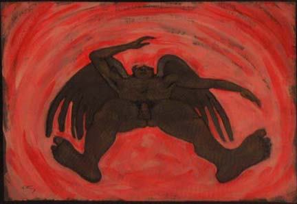 EMLEN ETTING (american 1905-1993) ANGEL DESCENDIN: EMLEN ETTING (american 1905-1993) ANGEL DESCENDING signed, oil, gouache and pastel 18 x 21 in.