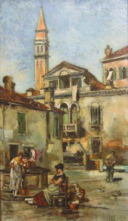 WILLIAM HENRY PIKE (british 1846-1908) CAMPO SANT: WILLIAM HENRY PIKE (british 1846-1908) CAMPO SANTA TERNITA, VENICE" Signed and dated '89, oil on panel 12 x 7 in."