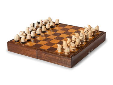 Impressive Alaskan Carved Ivory Walrus Tusk With Eskimo