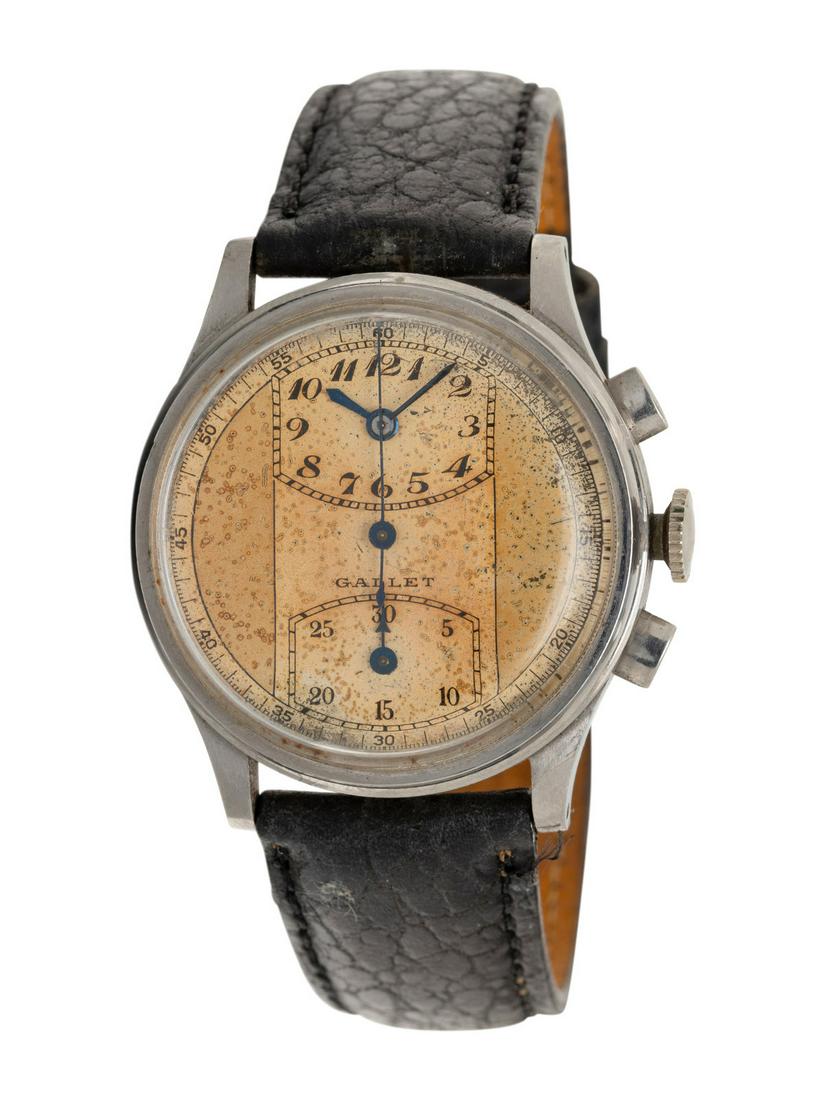 GALLET, STAINLESS STEEL CHRONOGRAPH WATCH (1 of 4)