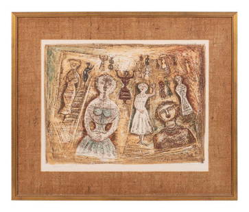 Massimo Campigli (Italian, 1895-1971): Massimo Campigli (Italian, 1895-1971) La Benvenutacolor lithograph on papersigned Campigli (lower right) and inscribed epreuve d'artiste (lower left)14 1/2 x 19 1