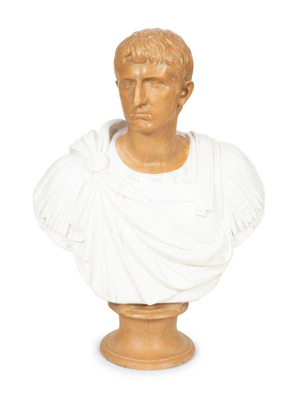 An Italian Glazed Terracotta Bust of a Roman Senator (1 of 5)