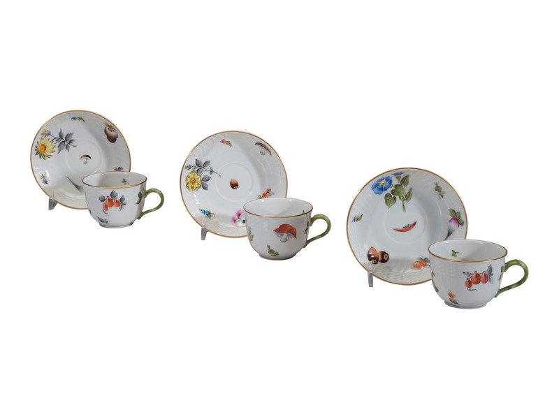A Set of Six Herend Porcelain Teacups and Saucers (1 of 5)
