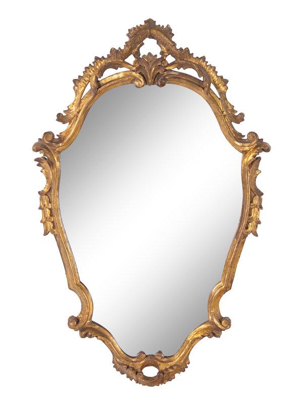 A Rococo Style Giltwood Mirror: A Rococo Style Giltwood Mirror 20th Century Height 40 1/2 x width 26 inches. This lot is located in Chicago. Condition Condition reports are available upon request. Al