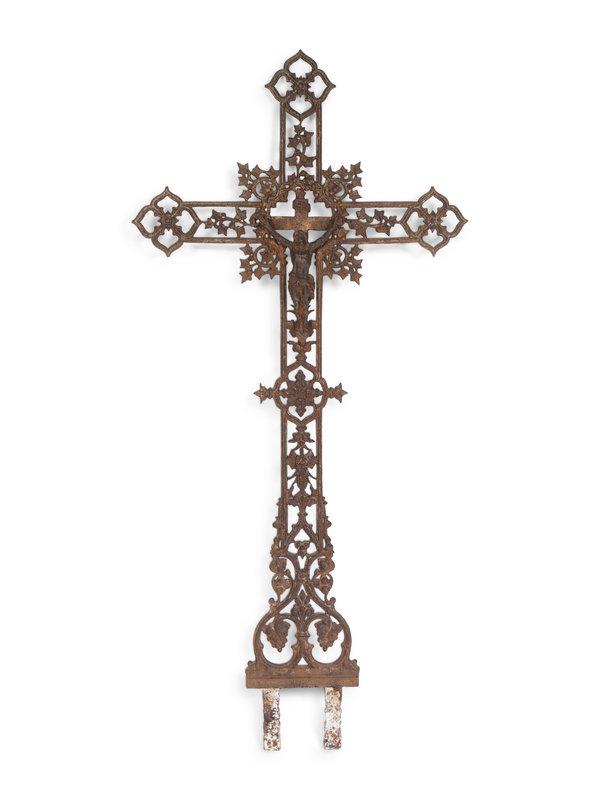 A French Cast Iron Crucifix Grave Marker (1 of 3)