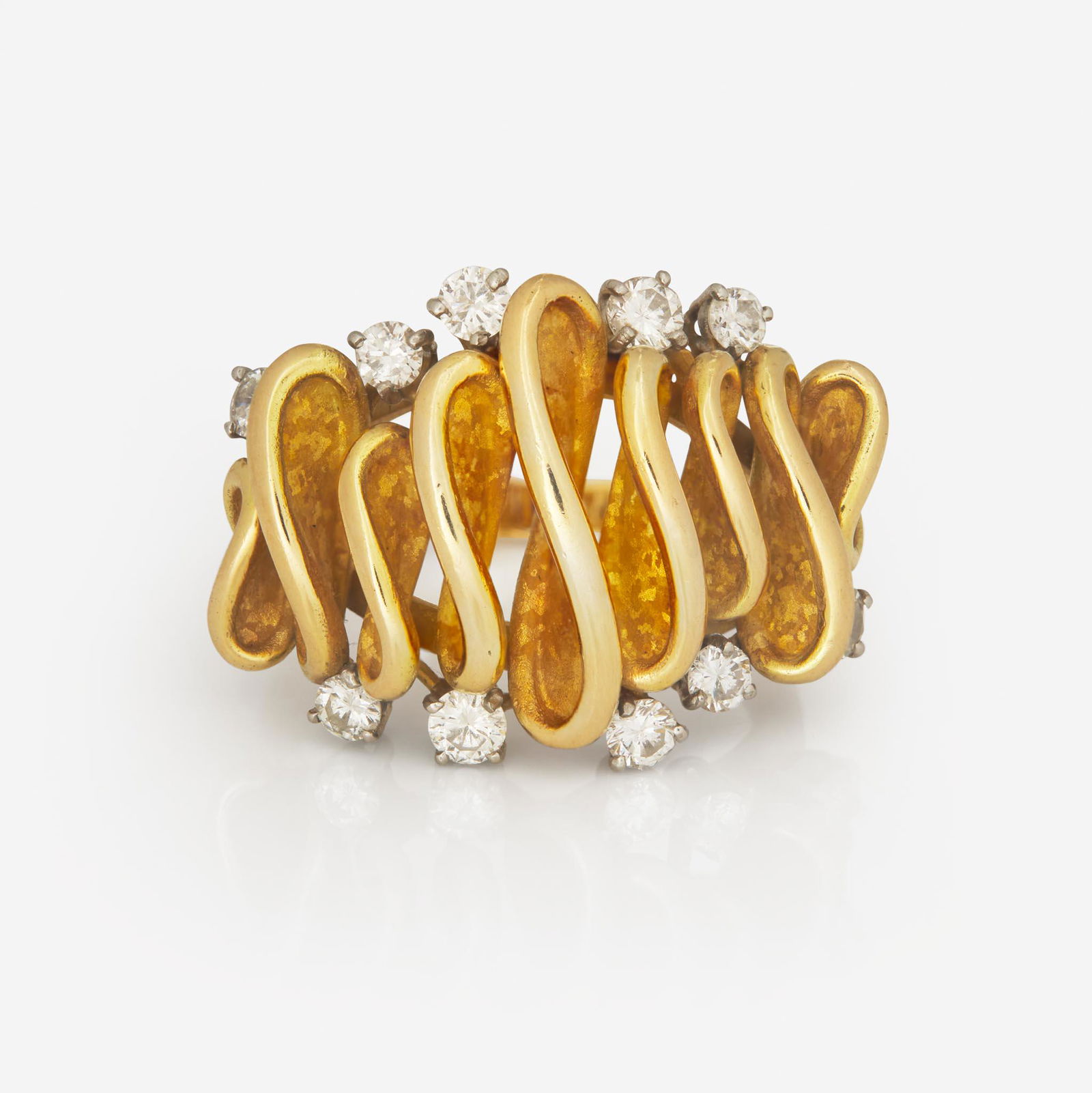 An 18K Yellow Gold and Diamond Wave Ring French (1 of 4)
