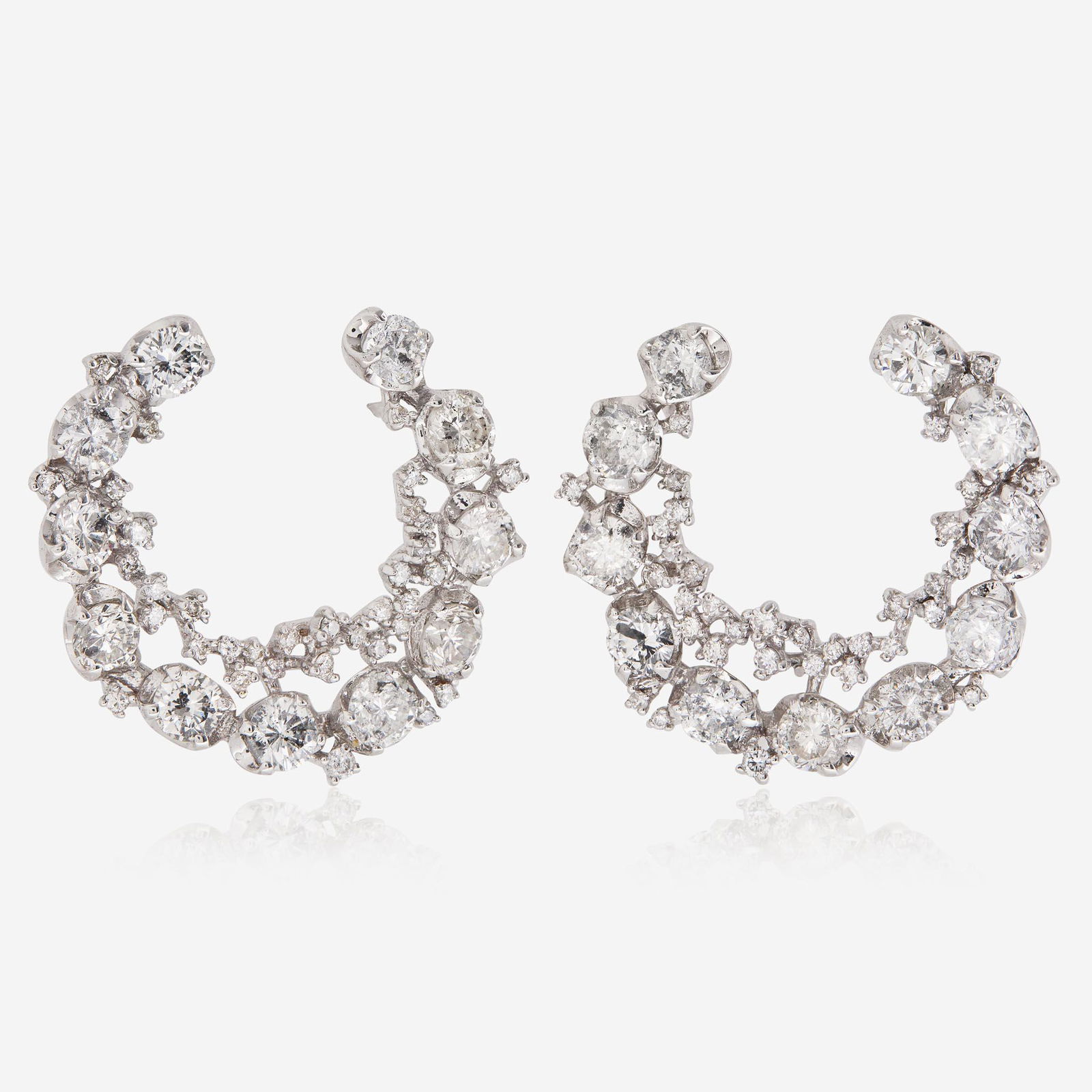 A Pair of 18K White Gold and Diamond Earrings (1 of 2)