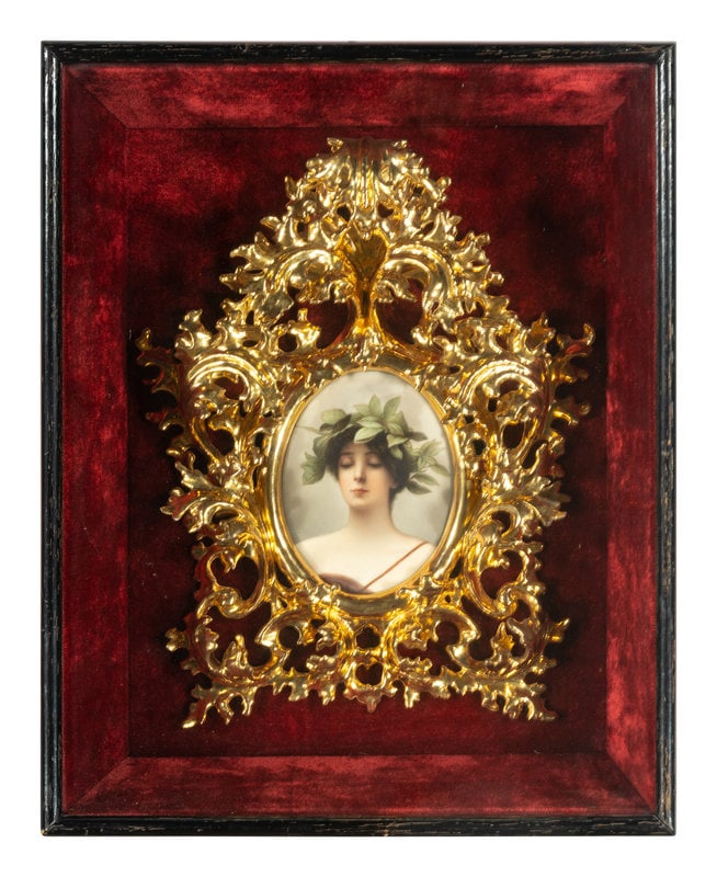 A Continental Porcelain Plaque in a Giltwood Frame (1 of 3)