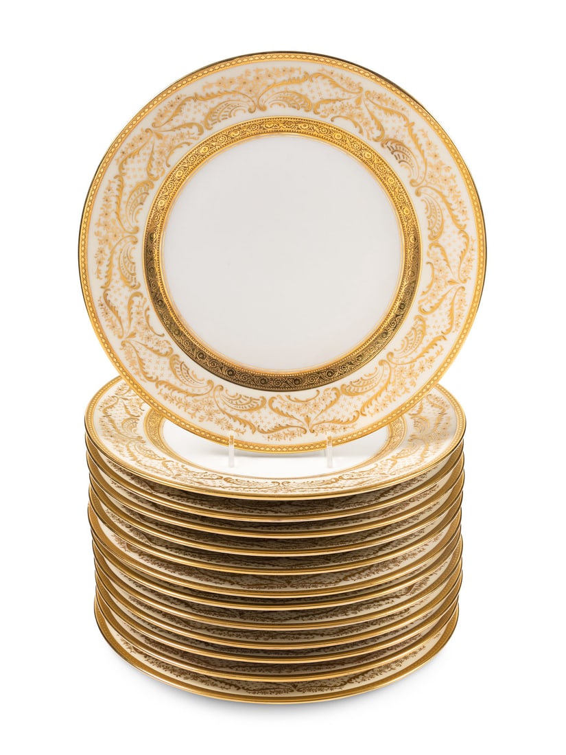 A Set of Thirteen Bernardaud Limoges Porcelain Dinner Plates (1 of 3)