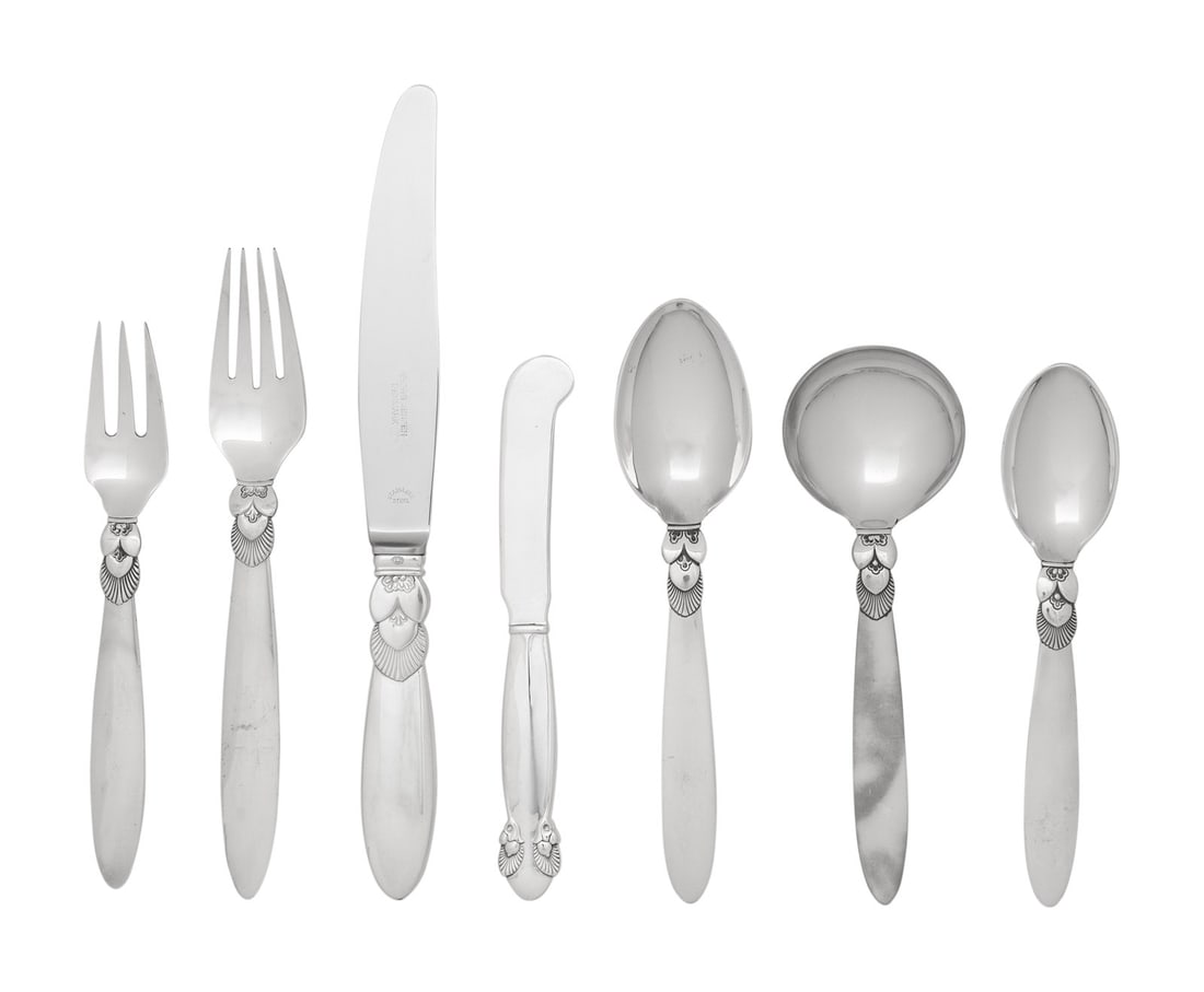 A Georg Jensen Cactus Silver Flatware Service (1 of 4)