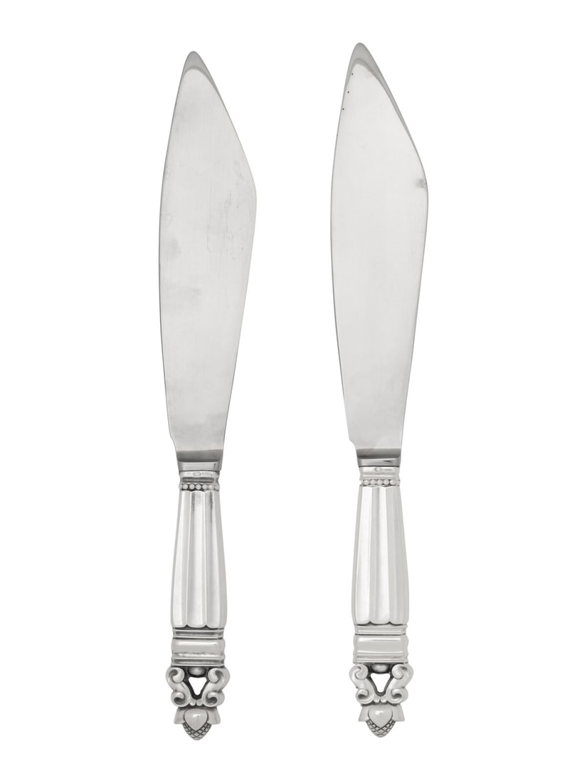 A Pair of Georg Jensen Acorn Silver Cake Knives (1 of 3)