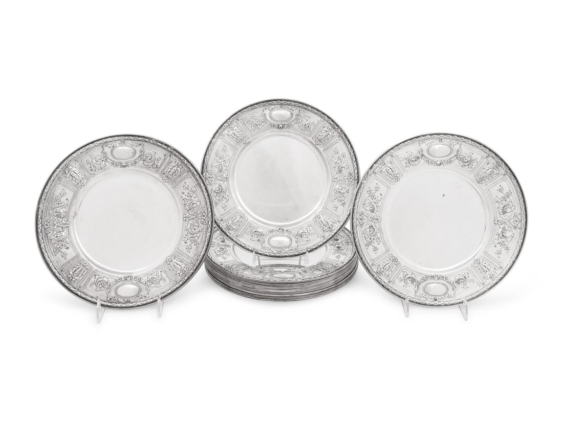 A Set Of Twelve Gorham Silver Dinner Plates Auction