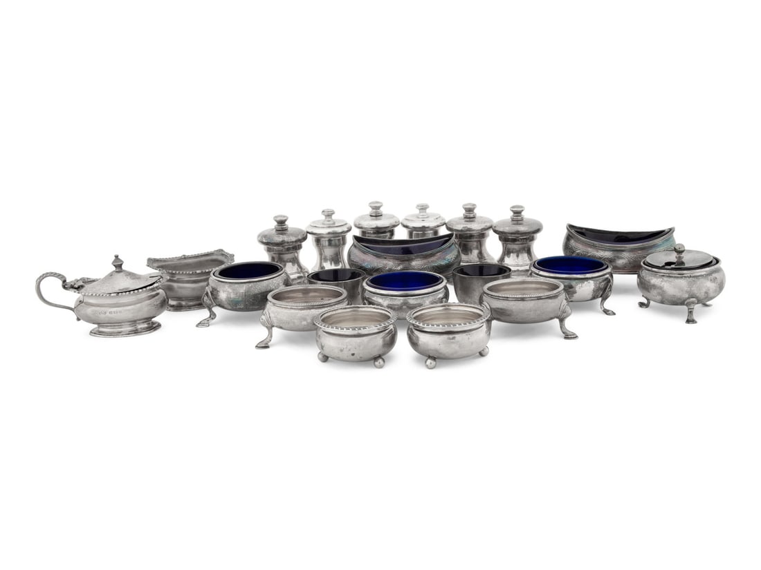 A Collection Of Silver Pepper Mills And Salt Cellars Auction