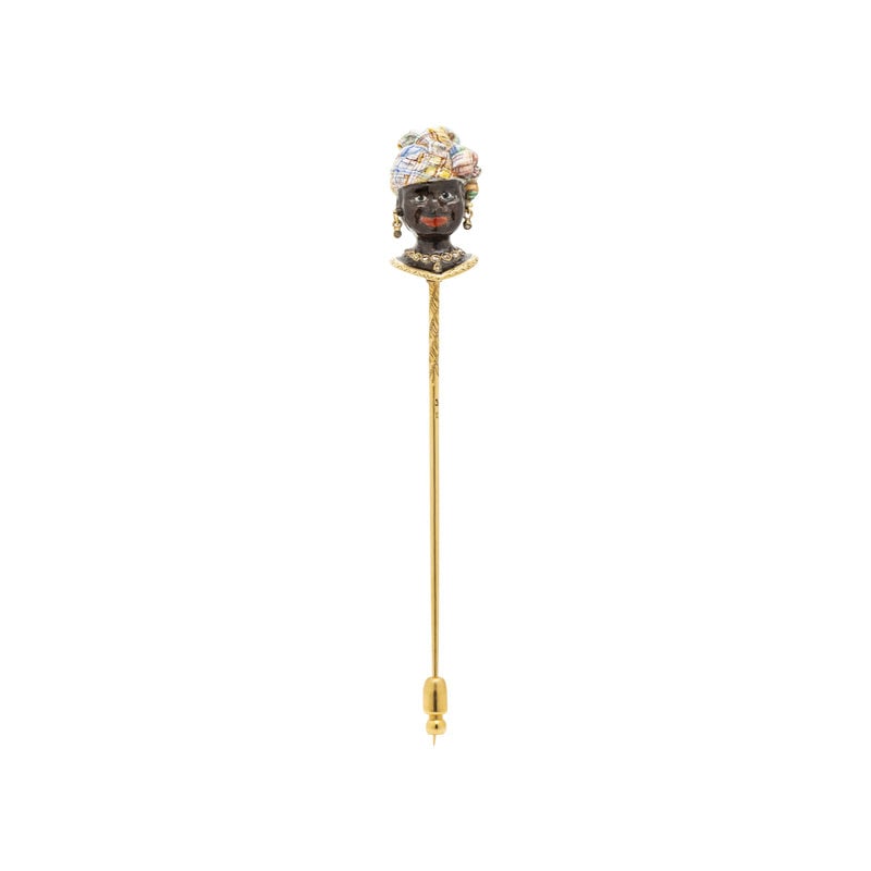 FRENCH, ENAMEL AND DIAMOND BLACKAMOOR STICK PIN (1 of 2)