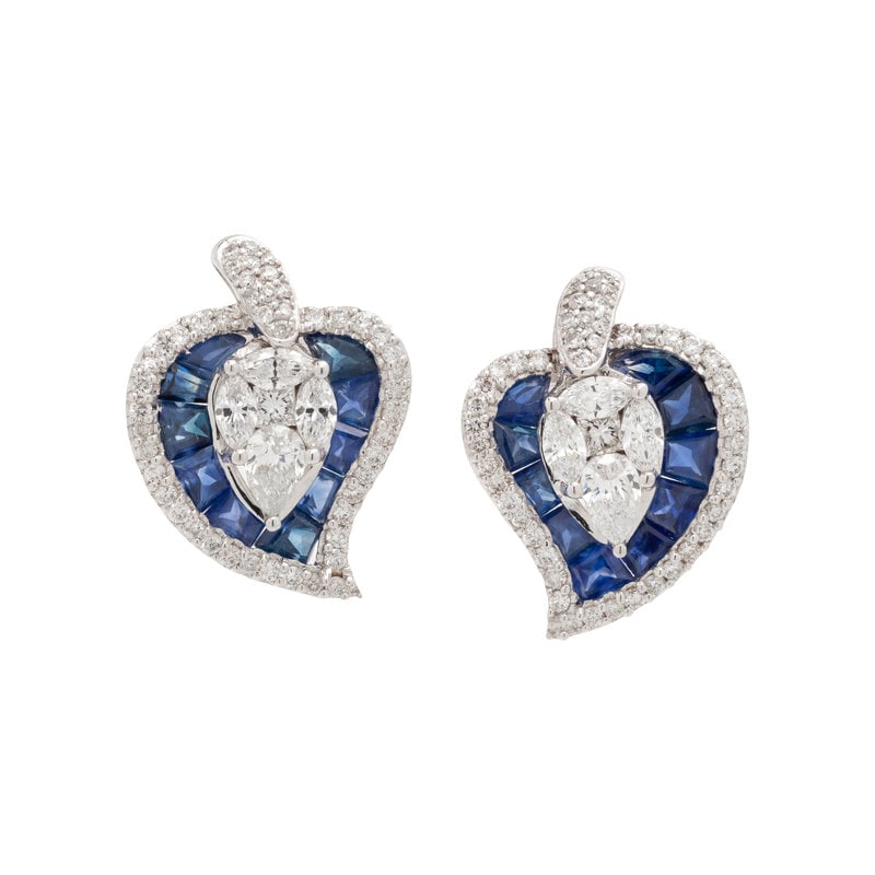 DIAMOND AND SAPPHIRE LEAF EARRINGS (1 of 3)
