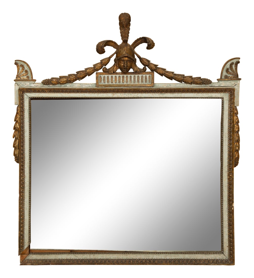 A North Italian Neoclassical Grey-Painted and Parcel-Gilt Overmantel Mirror (1 of 5)