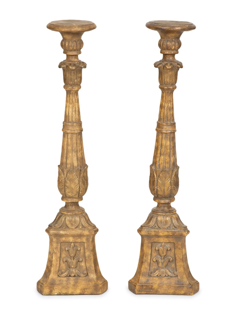 A Pair of Italian Gilt Decorated Plaster Pedestals (1 of 4)