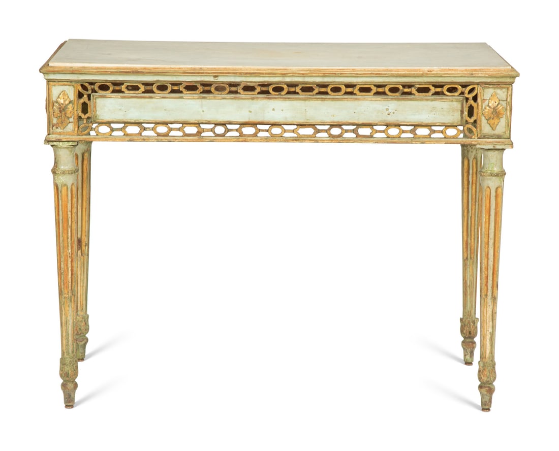 An Italian Painted and Parcel Gilt Console Table (1 of 5)