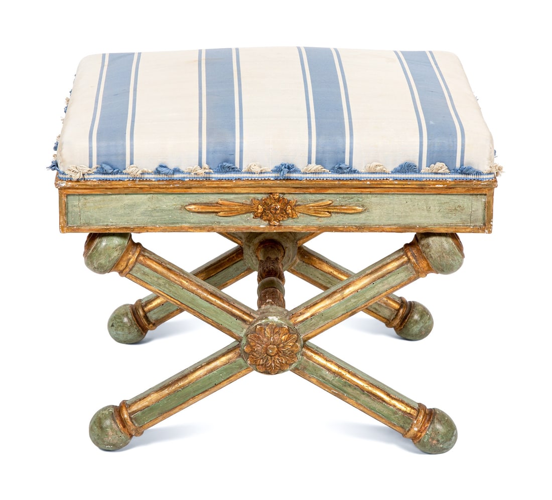 A North Italian Neoclassical Painted and Parcel-Gilt Stool (1 of 5)