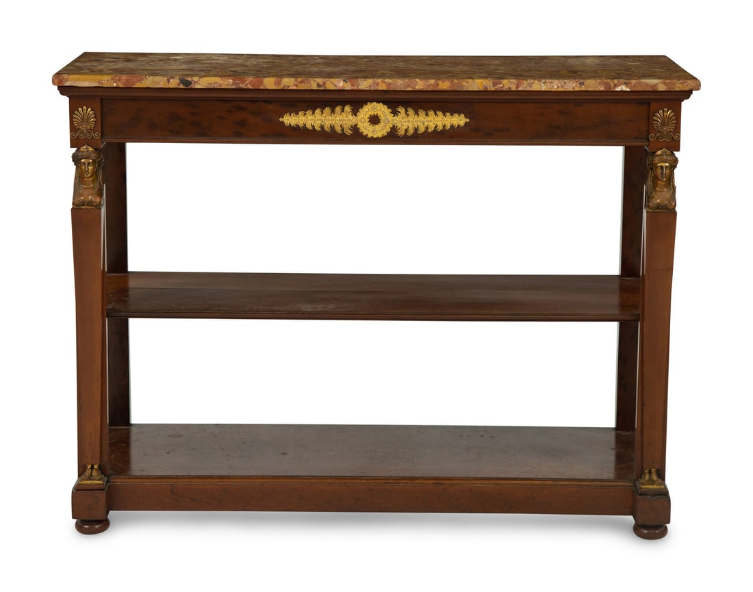 A French Empire Gilt Bronze Mounted Mahogany Breche d'alep Marble-Top Console Table (1 of 5)